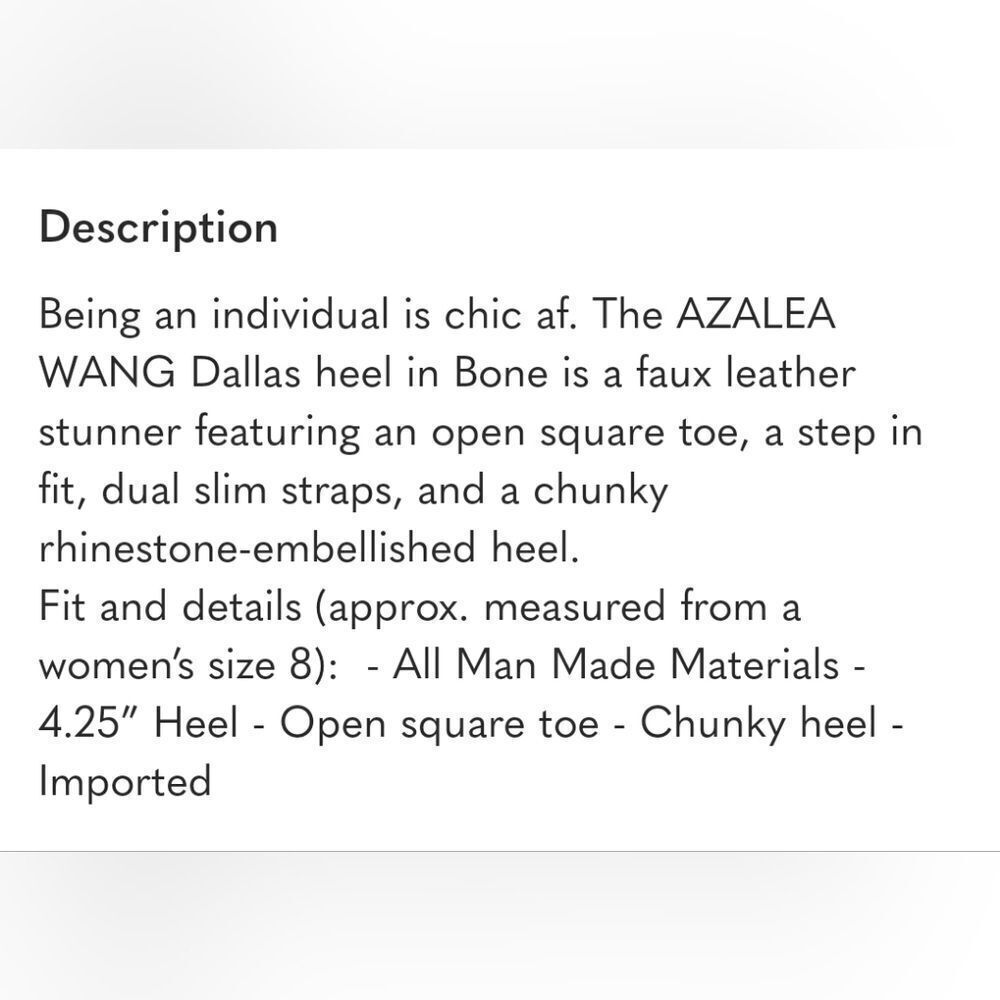 Azalea Wang Dallas Rhinestone Heel, In Bone, NIB - Picture 3 of 6